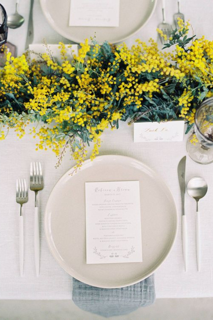 Sivo-žuta kombinacija za dekoraciju za svadbu